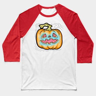 Scary Halloween pumpkin monster face head. Baseball T-Shirt